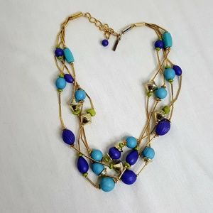 Casual Corner purple, blue, green & gold neckless